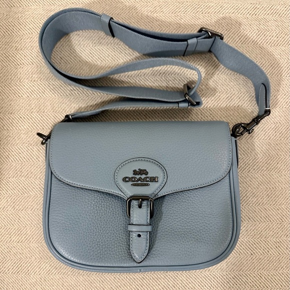 Coach Handbags - Coach Dusty Blue Leather Crossbody Convertible Bag